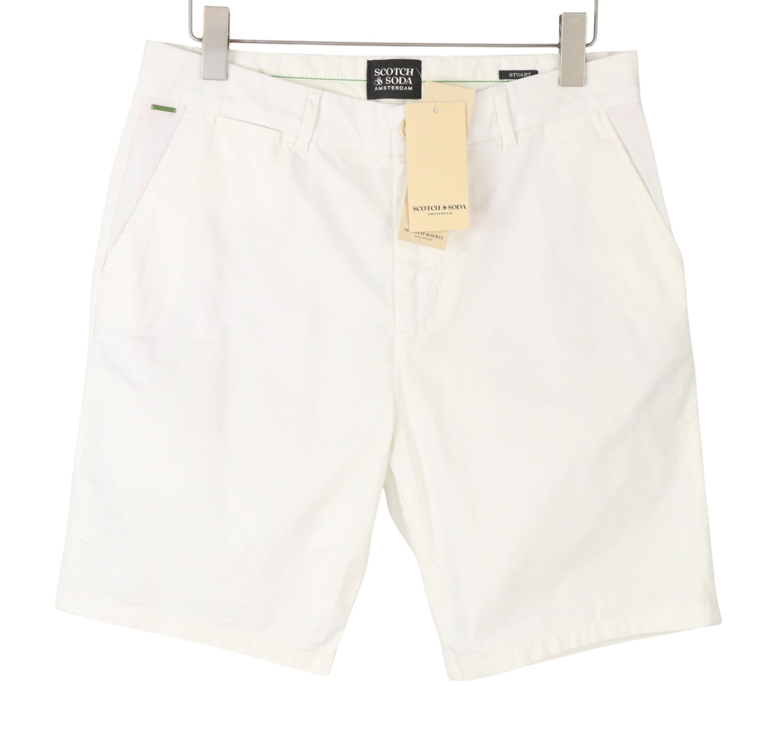 SCOTCH & SODA Stuart Men Shorts W32 Denim White Regular Slim Fit Stretch