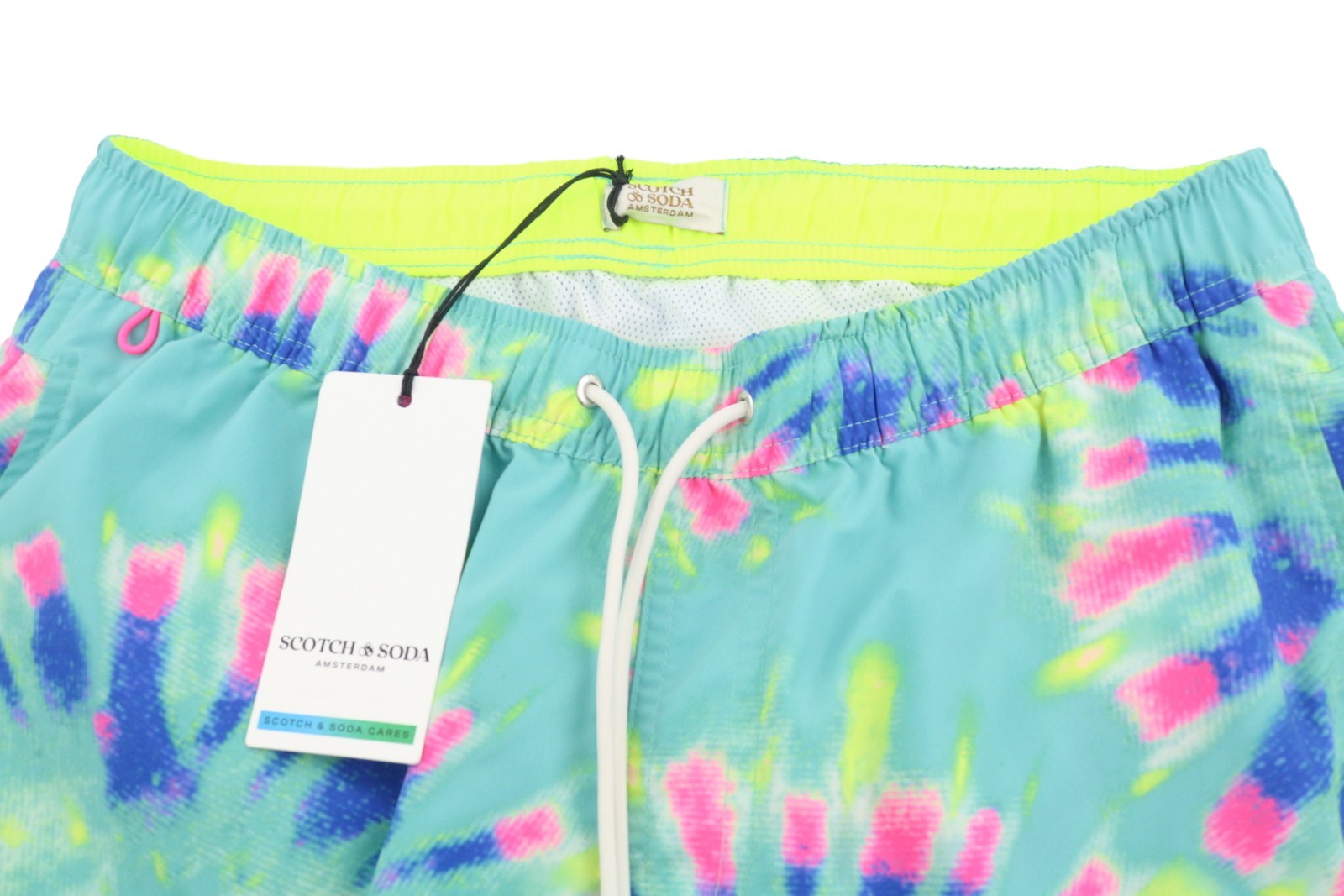 SCOTCH & SODA Men Swimwear W30 Blue Mint Flower Tie Dye Pattern Drawstring Waist