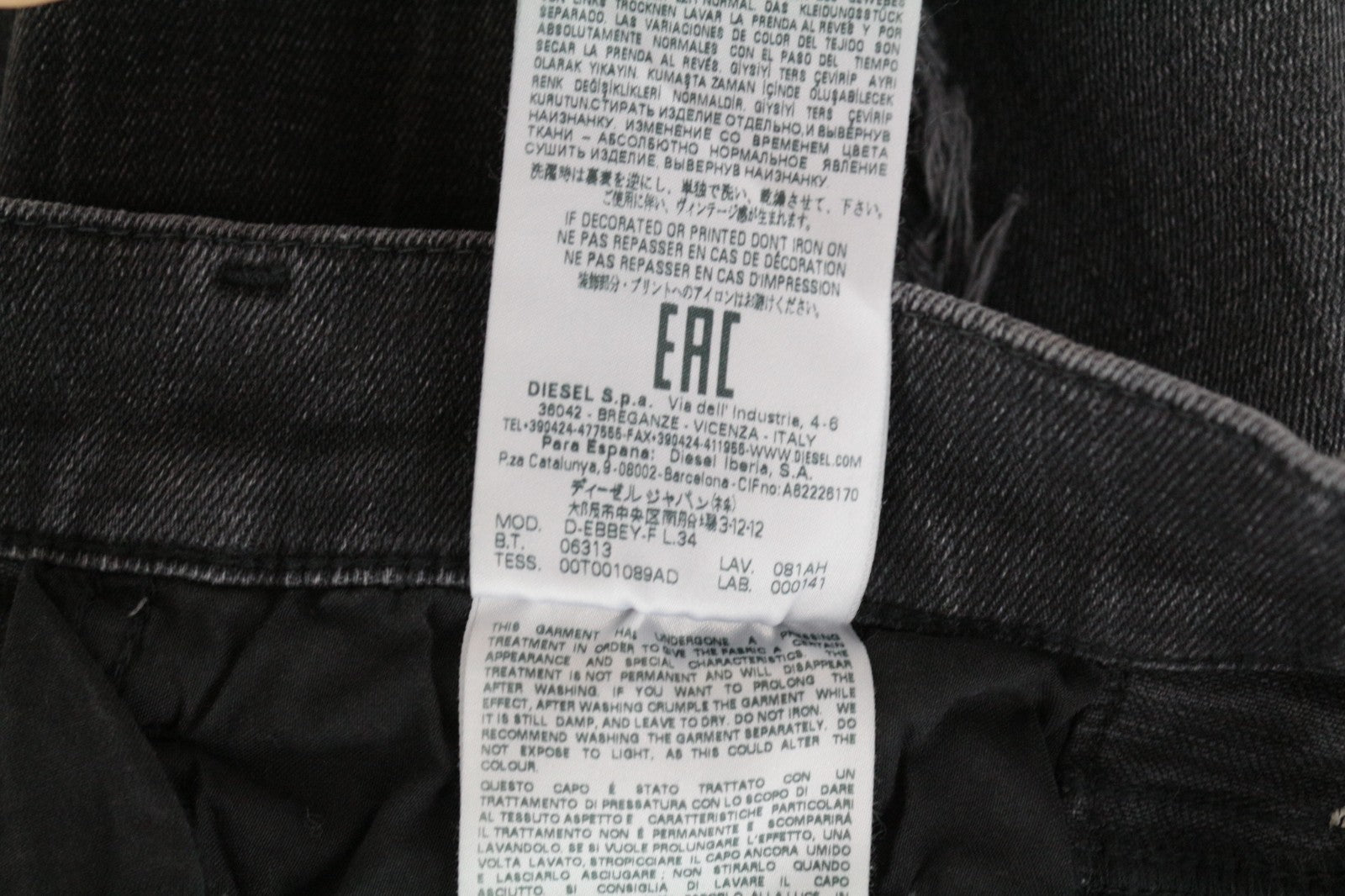 DIESEL D-Ebbey-F 081AH Women Jeans W27/L34 Slit Side Bootcut Stretch Low Waist