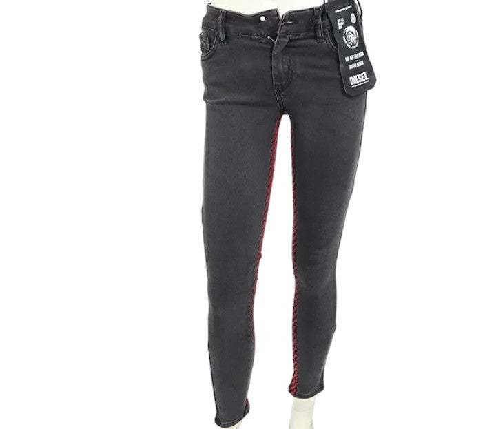 DIESEL Slandy-F 082AM Women Jeans W26/L32 Super Slim-Skinny Grey Cotton Stretch