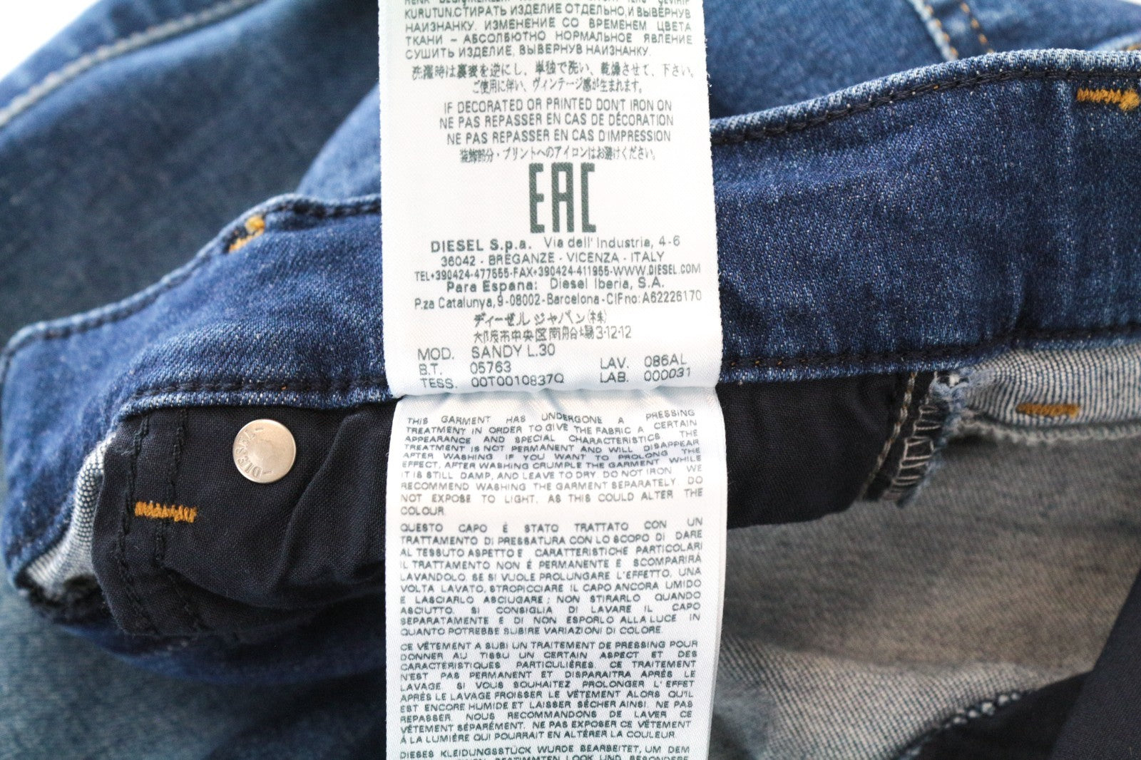 DIESEL Sandy 086AL Women Jeans W25/L30 Slim Straight Fit Blue Cotton Stretch