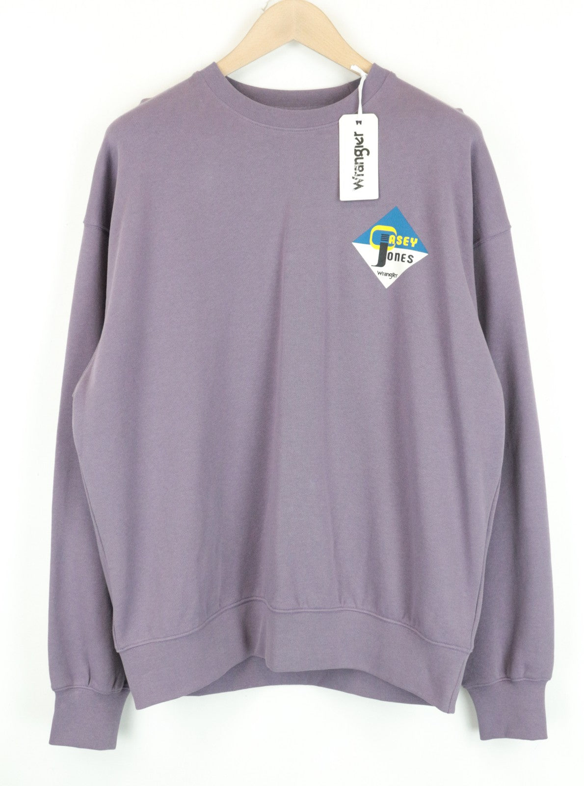 WRANGLER Men Sweatshirt M Light Purple Pure Cotton Long Sleeved Casual Pull On