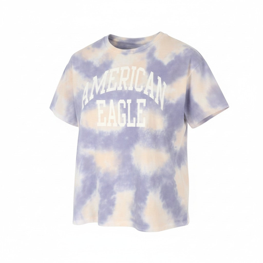 AMERICAN EAGLE OUTFITTERS Women T-Shirt S Purple Tie-Dye Short Sleeve