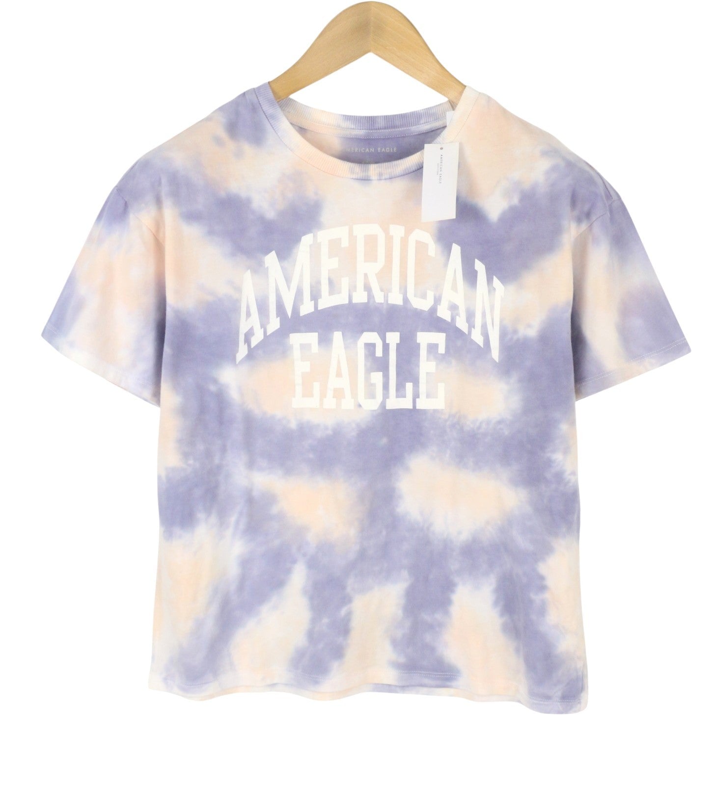 AMERICAN EAGLE OUTFITTERS Women T-Shirt S Purple Tie-Dye Short Sleeve