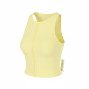 AMERICAN EAGLE OUTFITTERS Women T-Shirt XS Yellow Ribbed Cropped Sleeveless