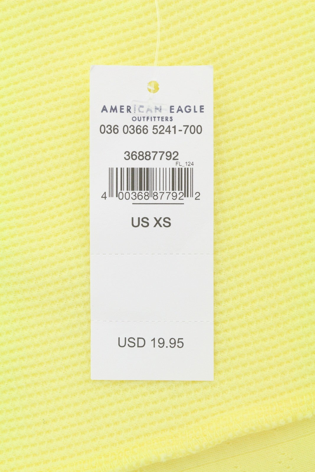 AMERICAN EAGLE OUTFITTERS Women T-Shirt XS Yellow Ribbed Cropped Sleeveless