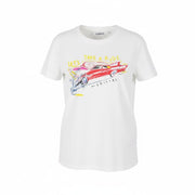 DESIGUAL Cadillac Women T-Shirt XS White Tricot Crew Neck Short Sleeve