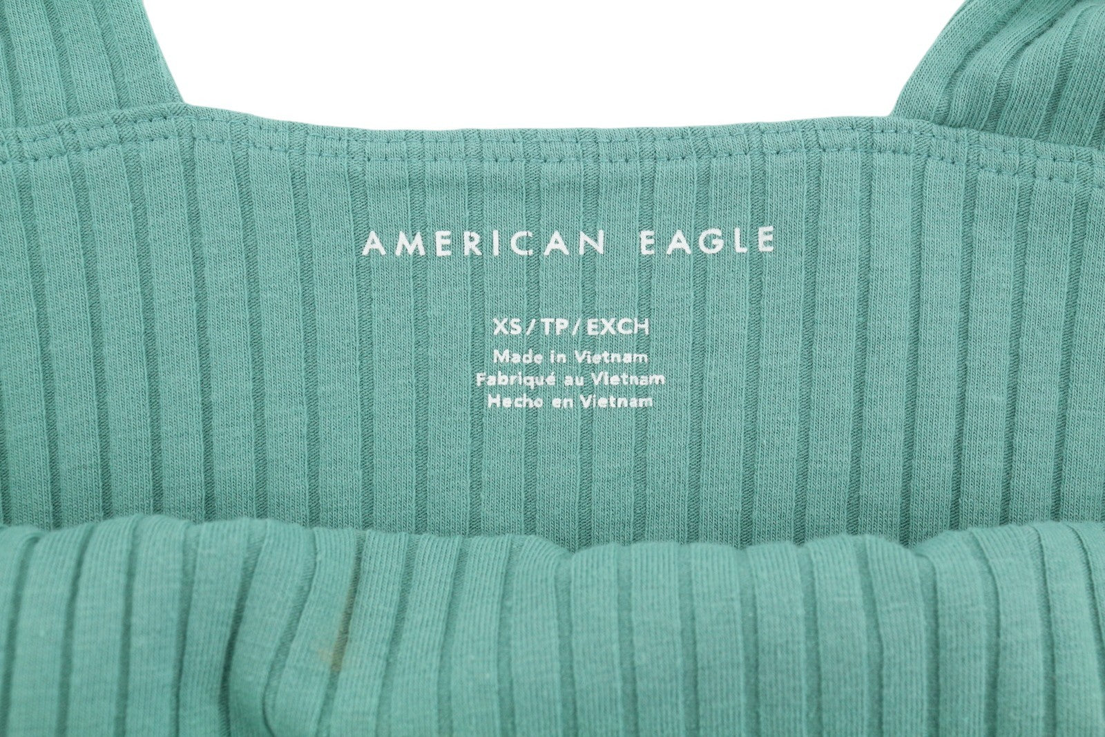 AMERICAN EAGLE OUTFITTERS Women T-Shirt XS Green Ribbed Cropped Sleeveless