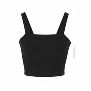 AMERICAN EAGLE OUTFITTERS Women T-Shirt M Black Ribbed Cropped Sleeveless