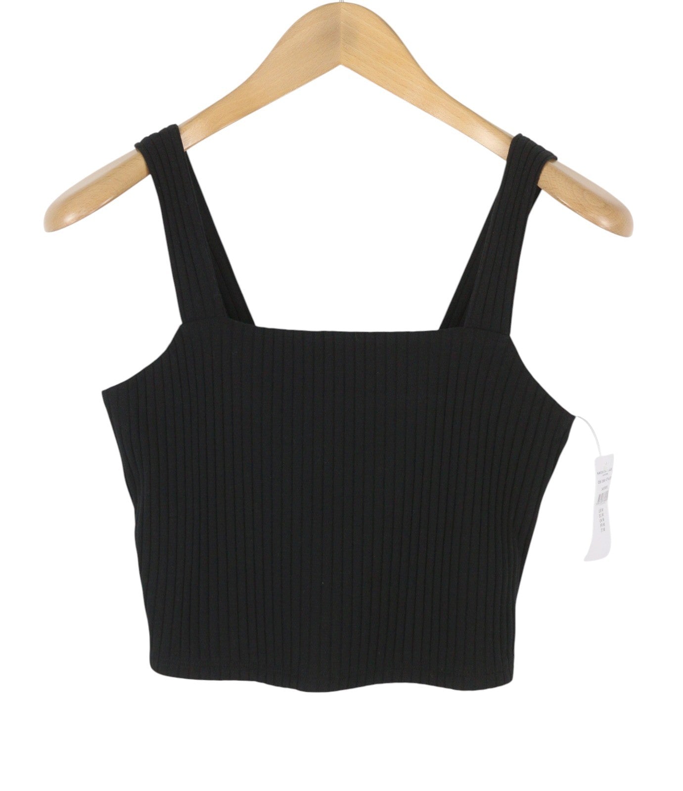 AMERICAN EAGLE OUTFITTERS Women T-Shirt M Black Ribbed Cropped Sleeveless