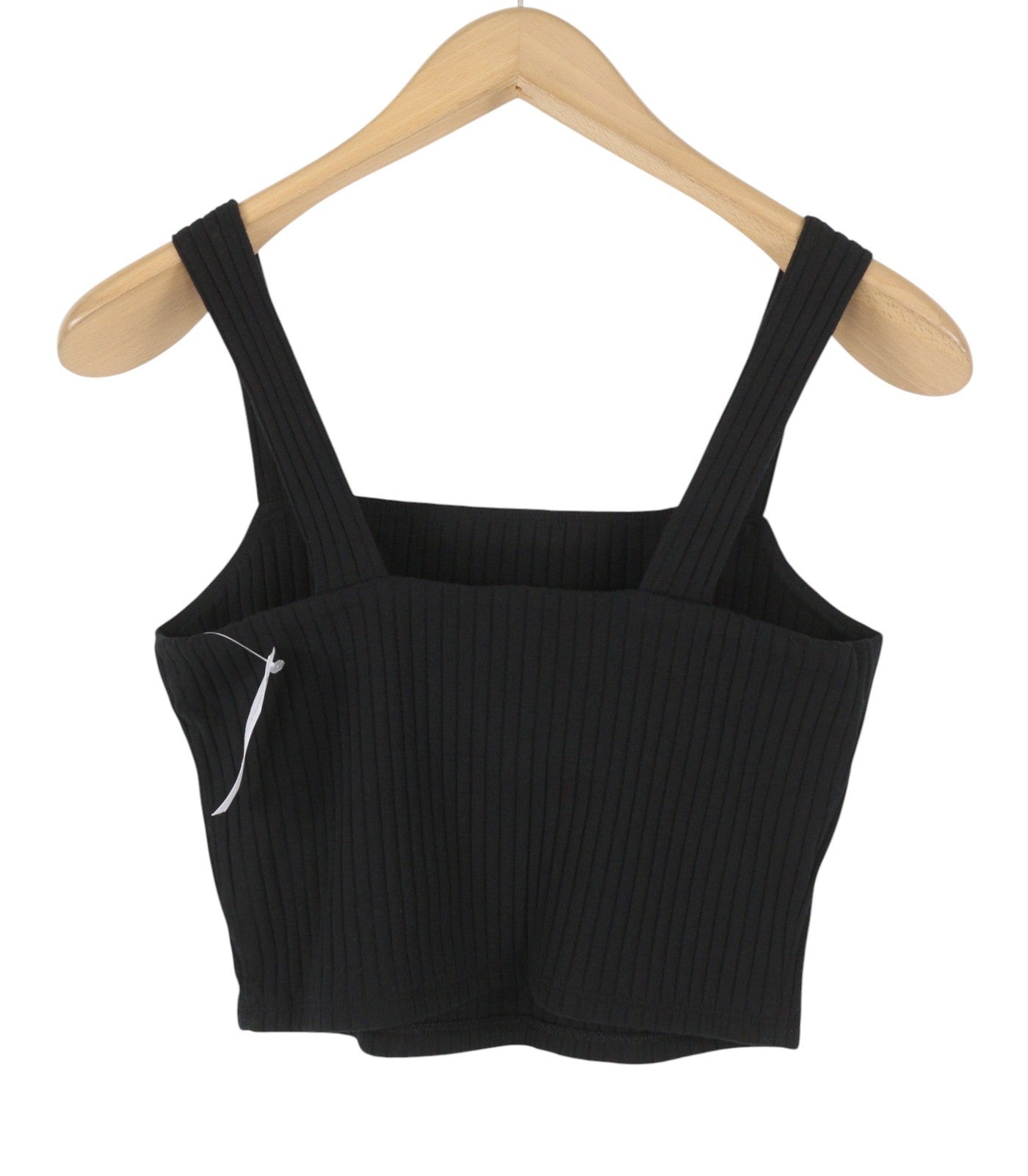 AMERICAN EAGLE OUTFITTERS Women T-Shirt M Black Ribbed Cropped Sleeveless