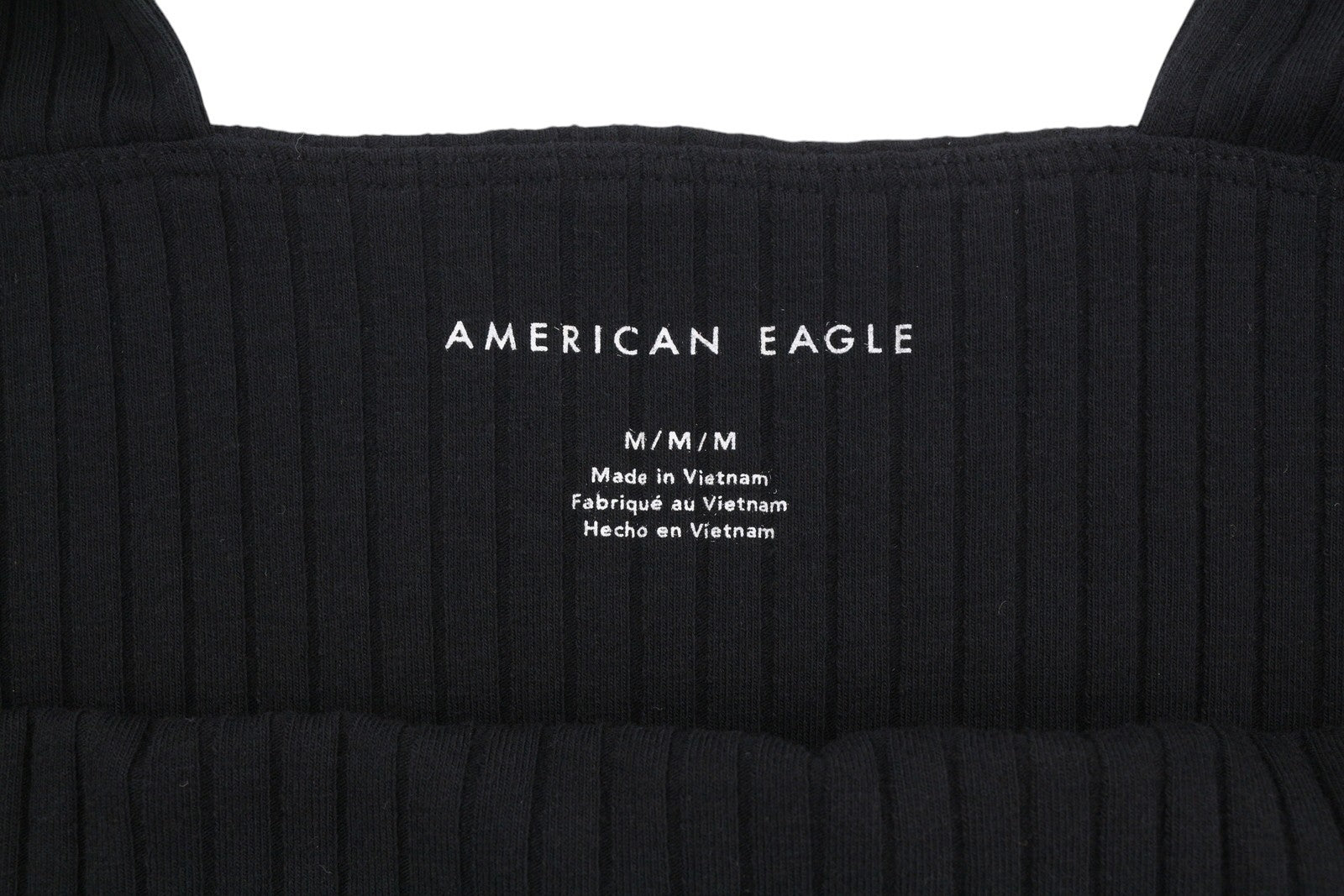 AMERICAN EAGLE OUTFITTERS Women T-Shirt M Black Ribbed Cropped Sleeveless