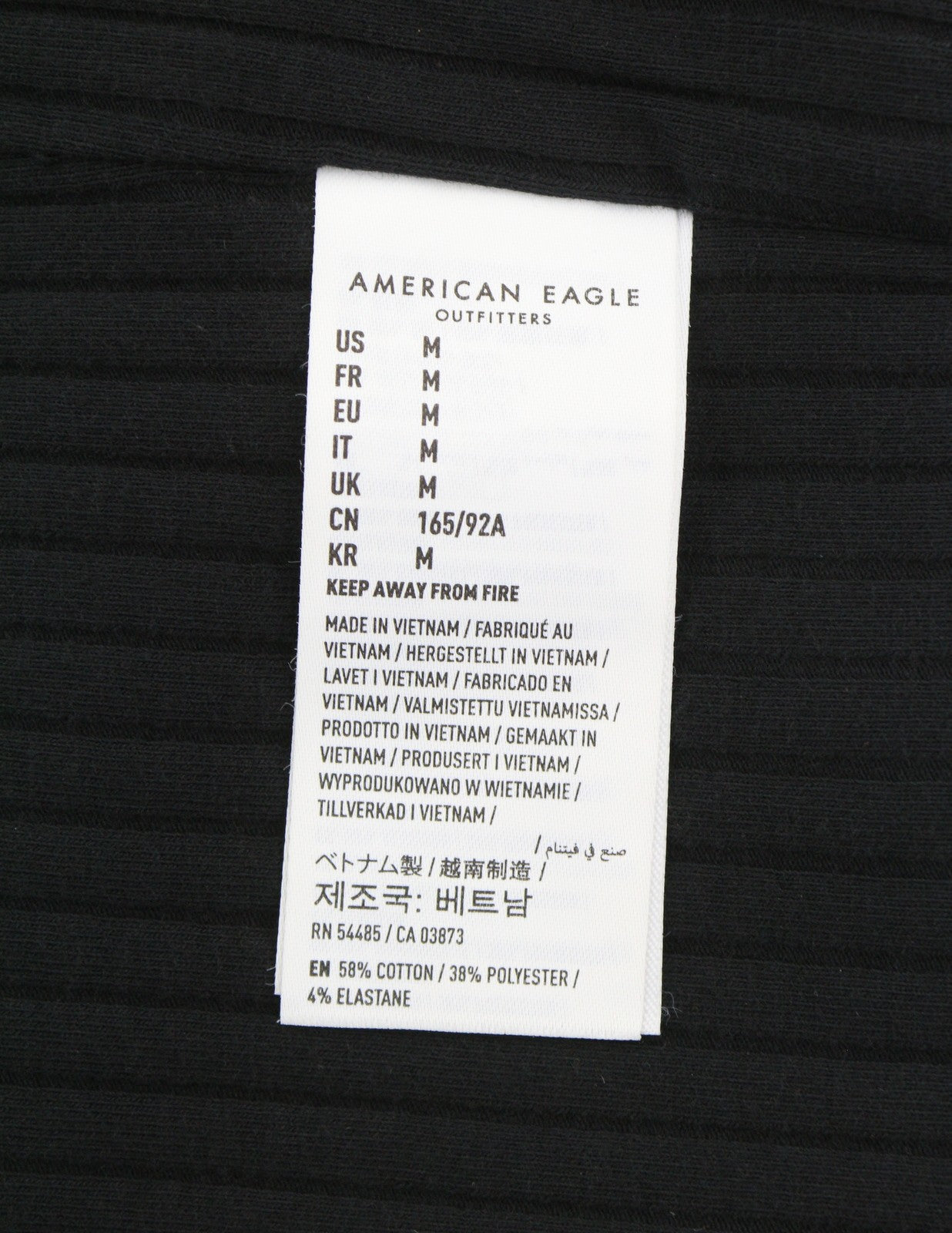 AMERICAN EAGLE OUTFITTERS Women T-Shirt M Black Ribbed Cropped Sleeveless