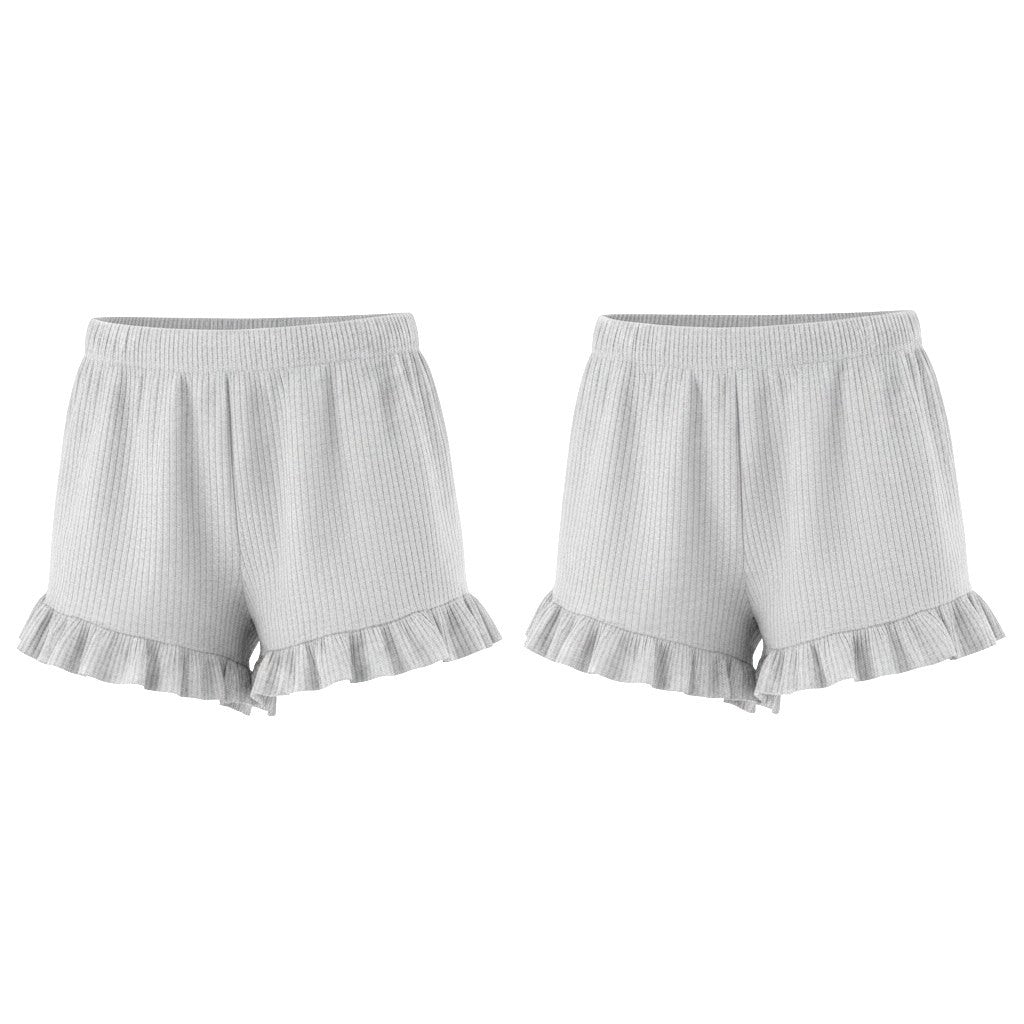 AERIE Sleepwear Women Shorts S Melange Grey Ribbed Stretch Pyjama 2PC