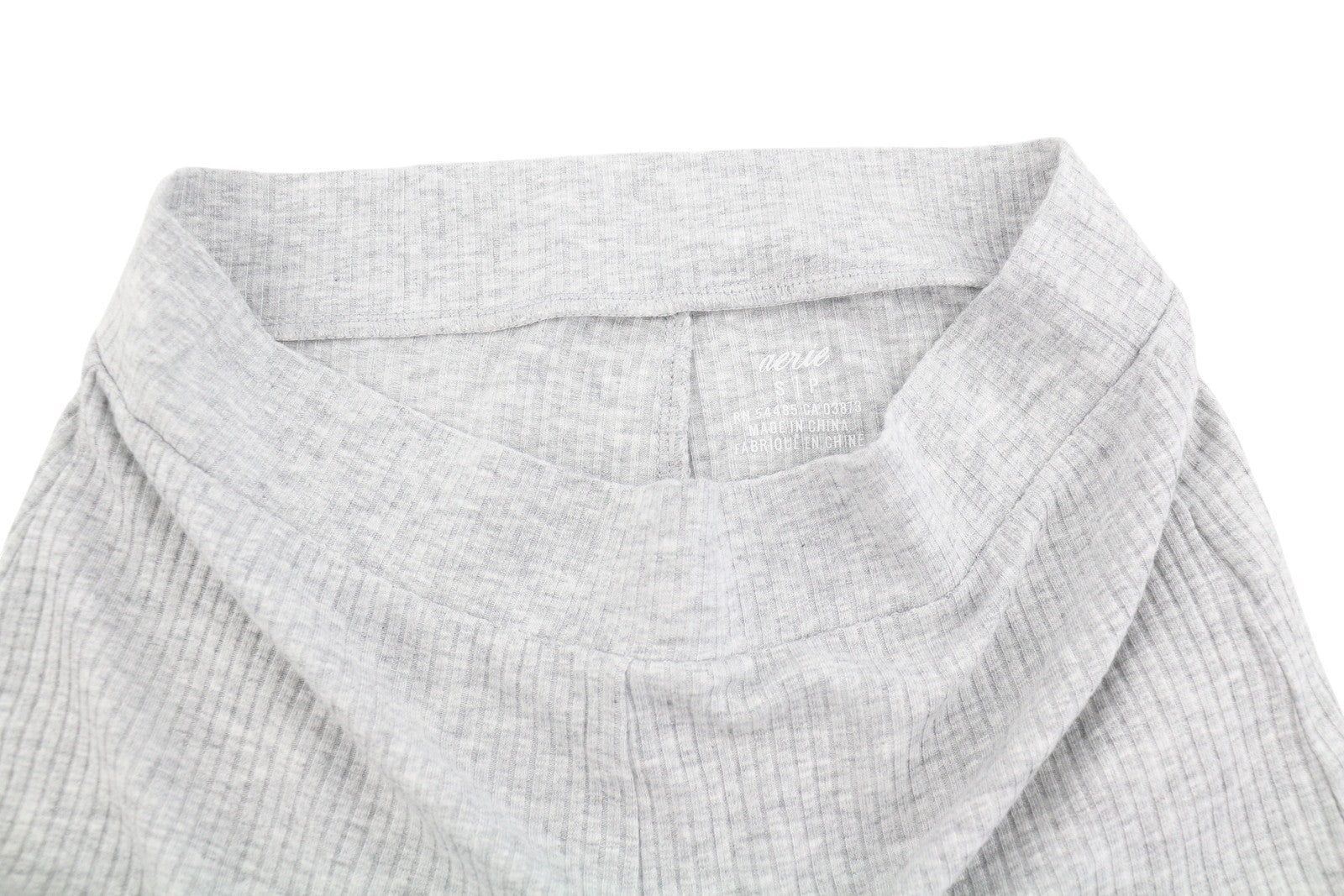 AERIE Sleepwear Women Shorts S Melange Grey Ribbed Stretch Pyjama 2PC