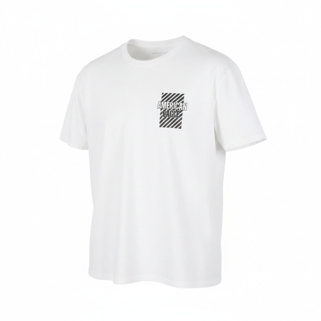 AMERICAN EAGLE OUTFITTERS Oversized Fit Men T-Shirt M White Tricot Short Sleeve