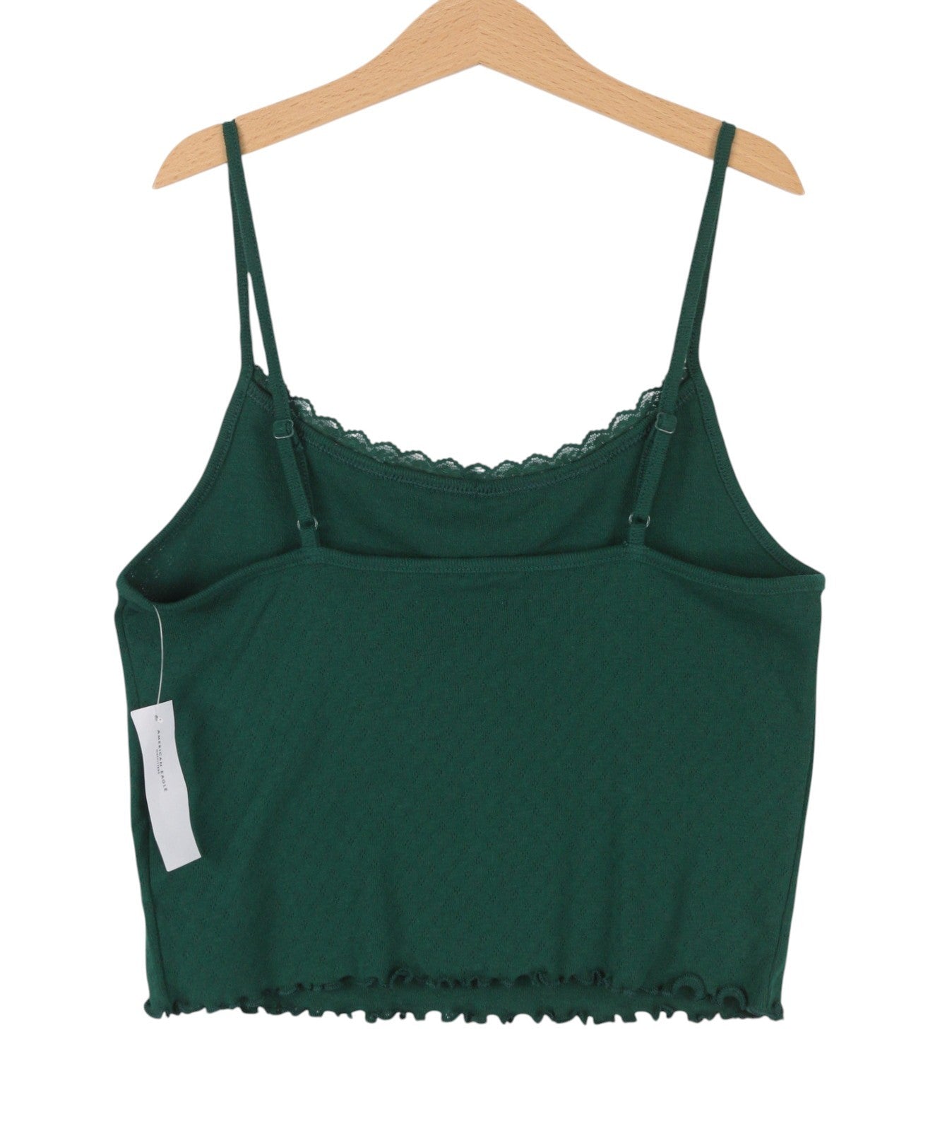 AMERICAN EAGLE OUTFITTERS Women T-Shirt M Green Lace Trim Cropped Sleeveless