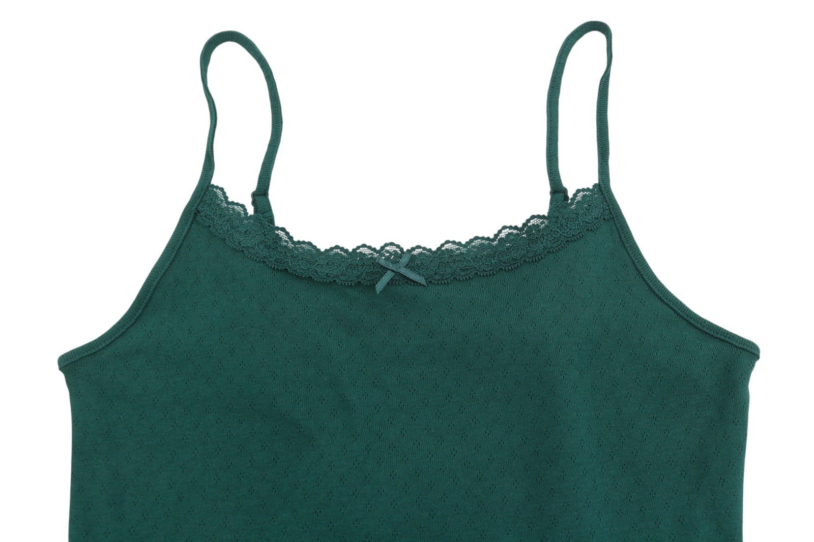 AMERICAN EAGLE OUTFITTERS Women T-Shirt M Green Lace Trim Cropped Sleeveless