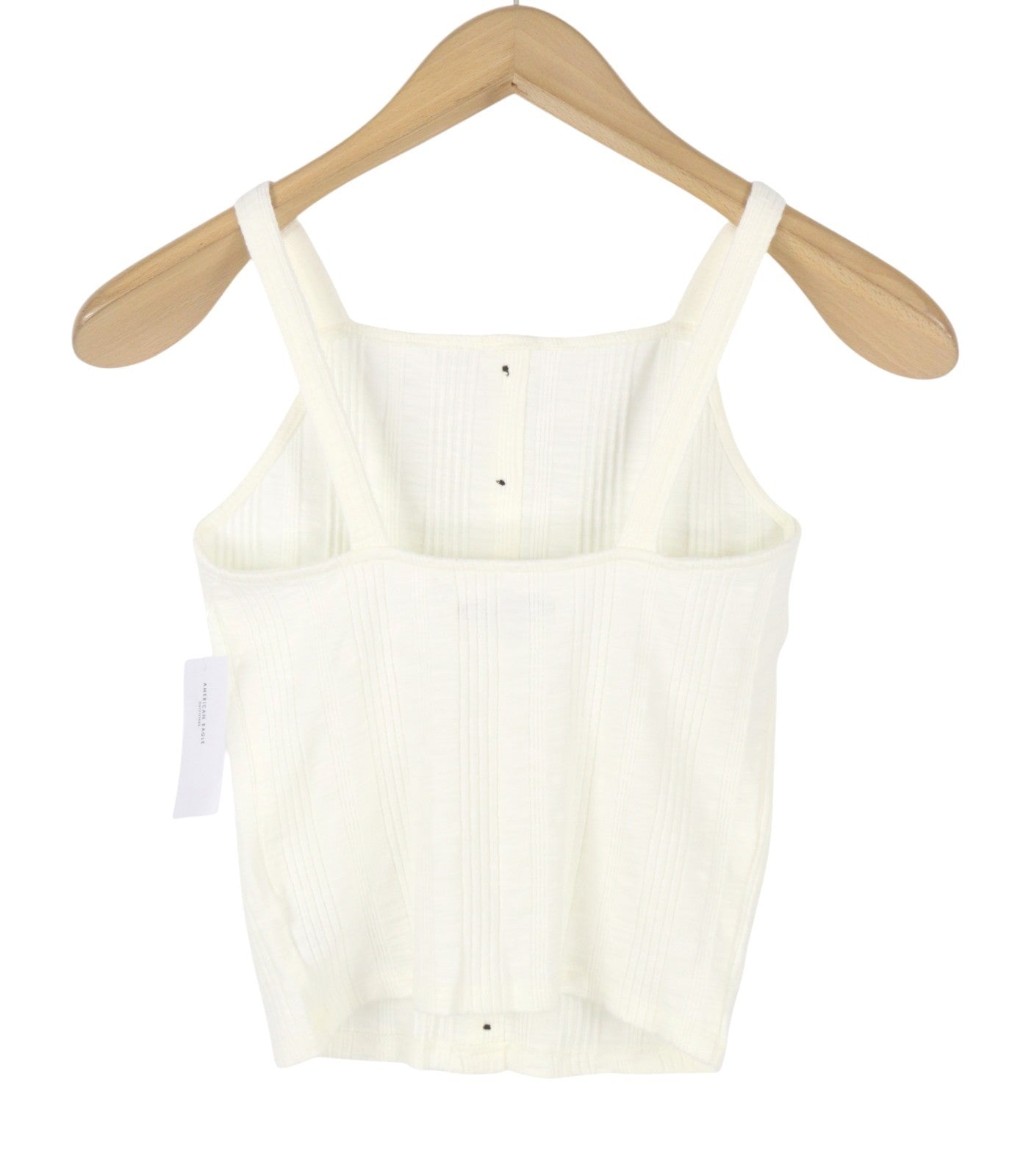 AMERICAN EAGLE OUTFITTERS Women T-Shirt XS White Ribbed Cropped Sleeveless