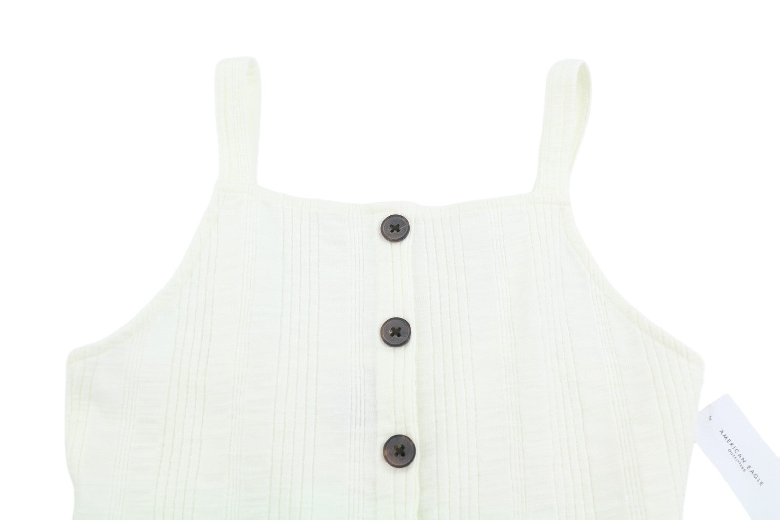 AMERICAN EAGLE OUTFITTERS Women T-Shirt XS White Ribbed Cropped Sleeveless