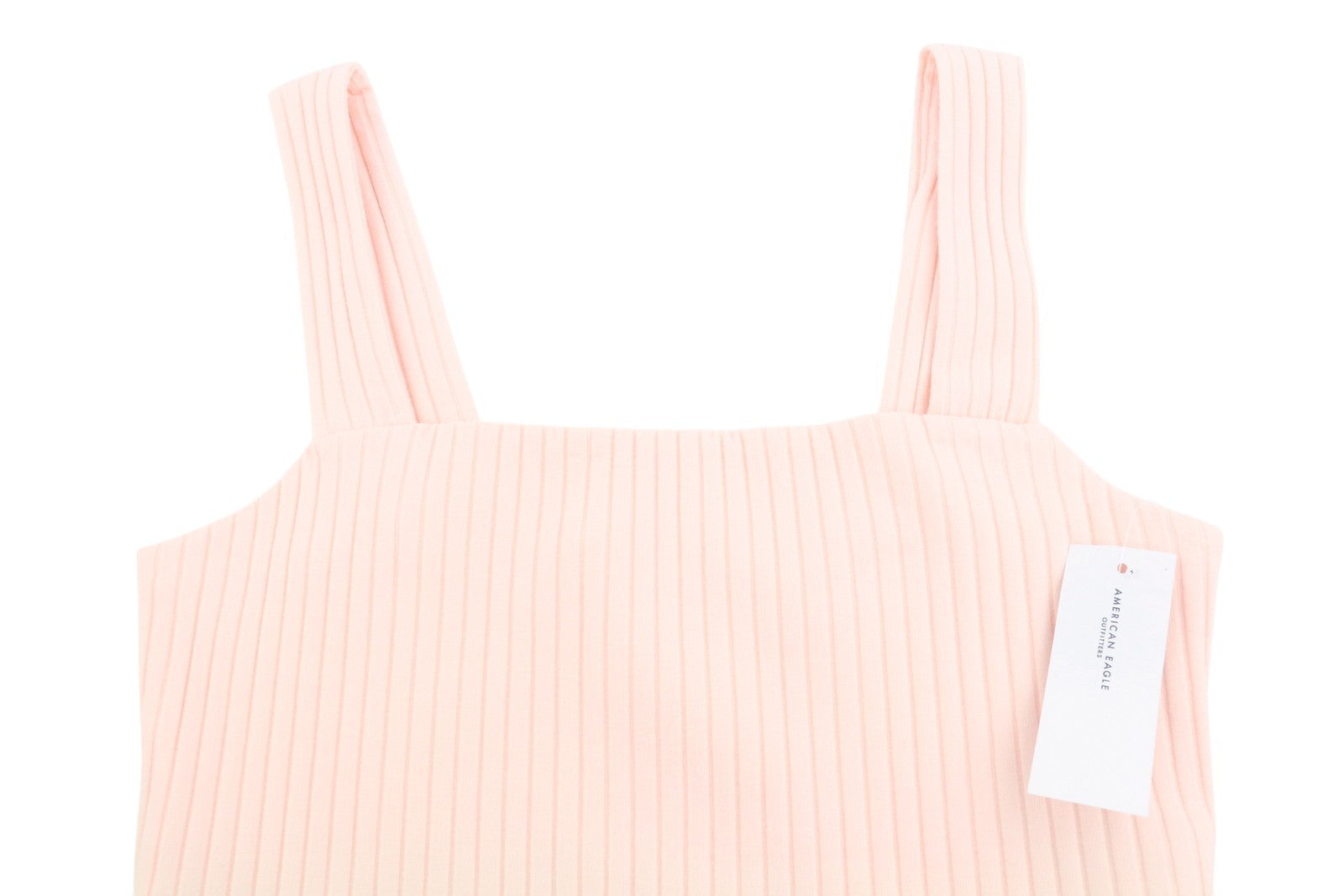 AMERICAN EAGLE OUTFITTERS Women T-Shirt S Light Pink Ribbed Cropped Sleeveless