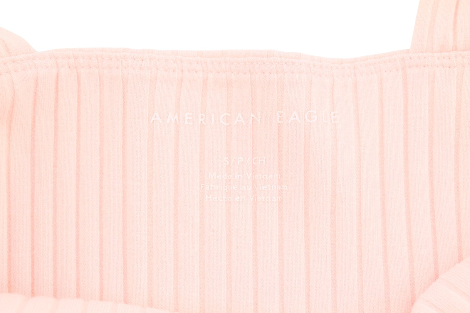AMERICAN EAGLE OUTFITTERS Women T-Shirt S Light Pink Ribbed Cropped Sleeveless