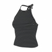 AMERICAN EAGLE OUTFITTERS Women T-Shirt S Black Striped Backless Sleeveless
