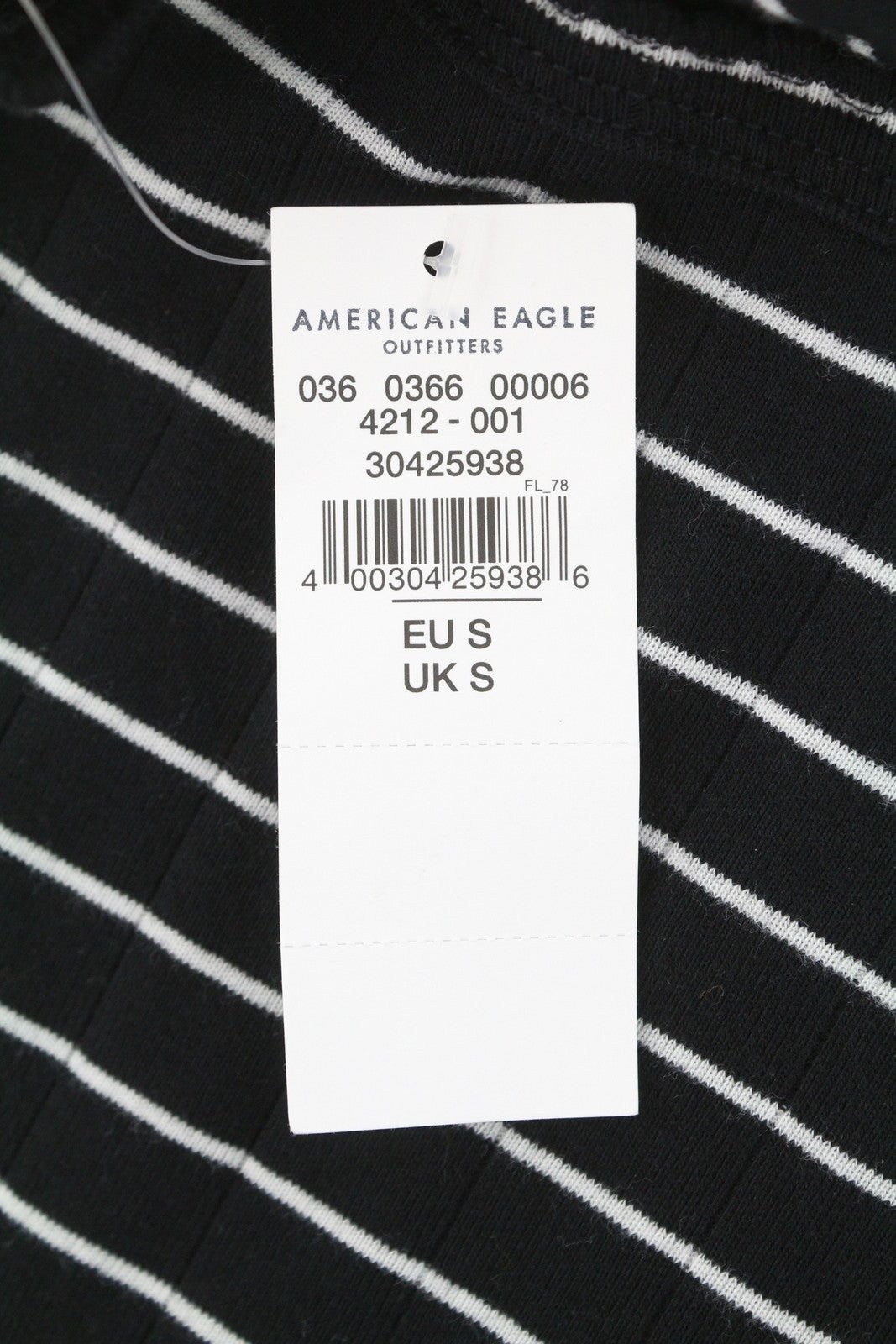 AMERICAN EAGLE OUTFITTERS Women T-Shirt S Black Striped Backless Sleeveless