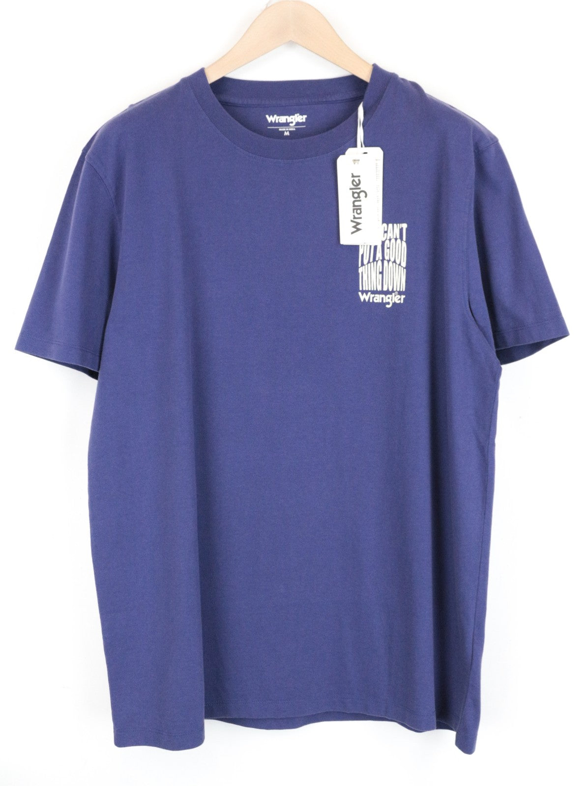 WRANGLER Men T-Shirt M Purple Pure Cotton Pull On Casual Short Sleeved