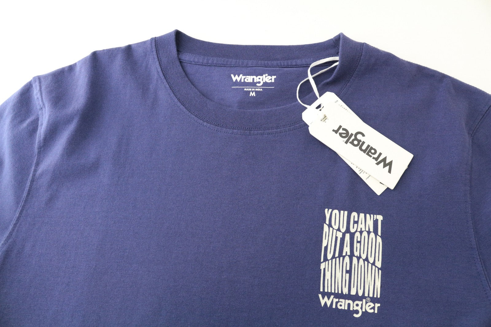 WRANGLER Men T-Shirt M Purple Pure Cotton Pull On Casual Short Sleeved