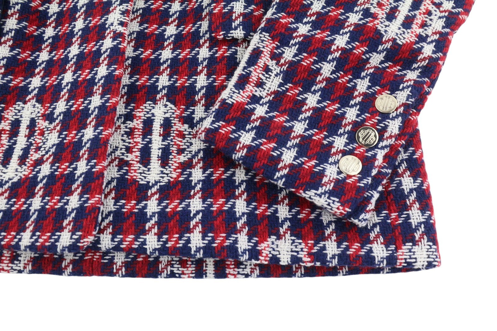 MAJE Vargelo Women Blazer 38 M Checked Monogram-Jacquard Embroidered Woven