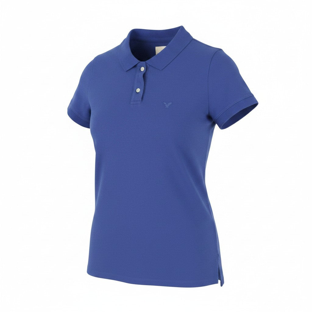 AMERICAN EAGLE OUTFITTERS Women T-Shirt S Blue Half Button Short Sleeved