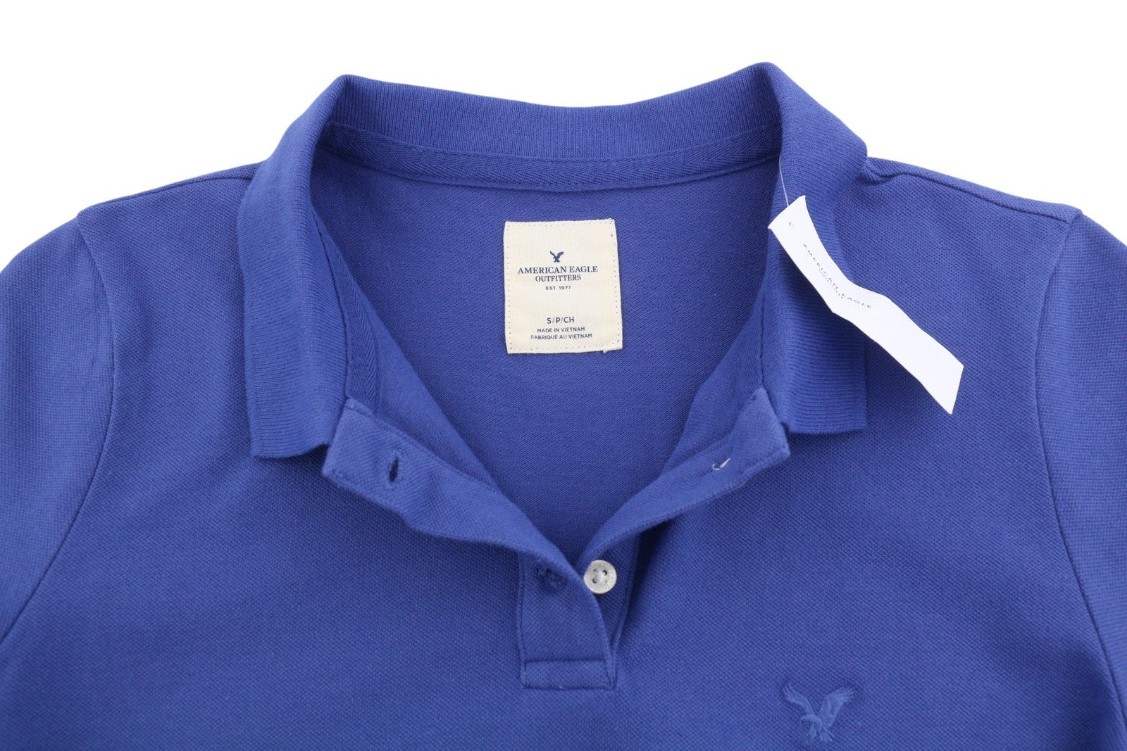 AMERICAN EAGLE OUTFITTERS Women T-Shirt S Blue Half Button Short Sleeved