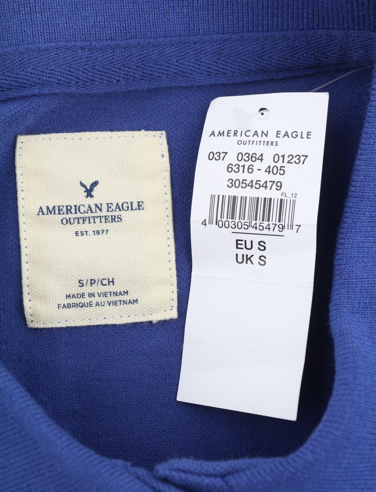 AMERICAN EAGLE OUTFITTERS Women T-Shirt S Blue Half Button Short Sleeved