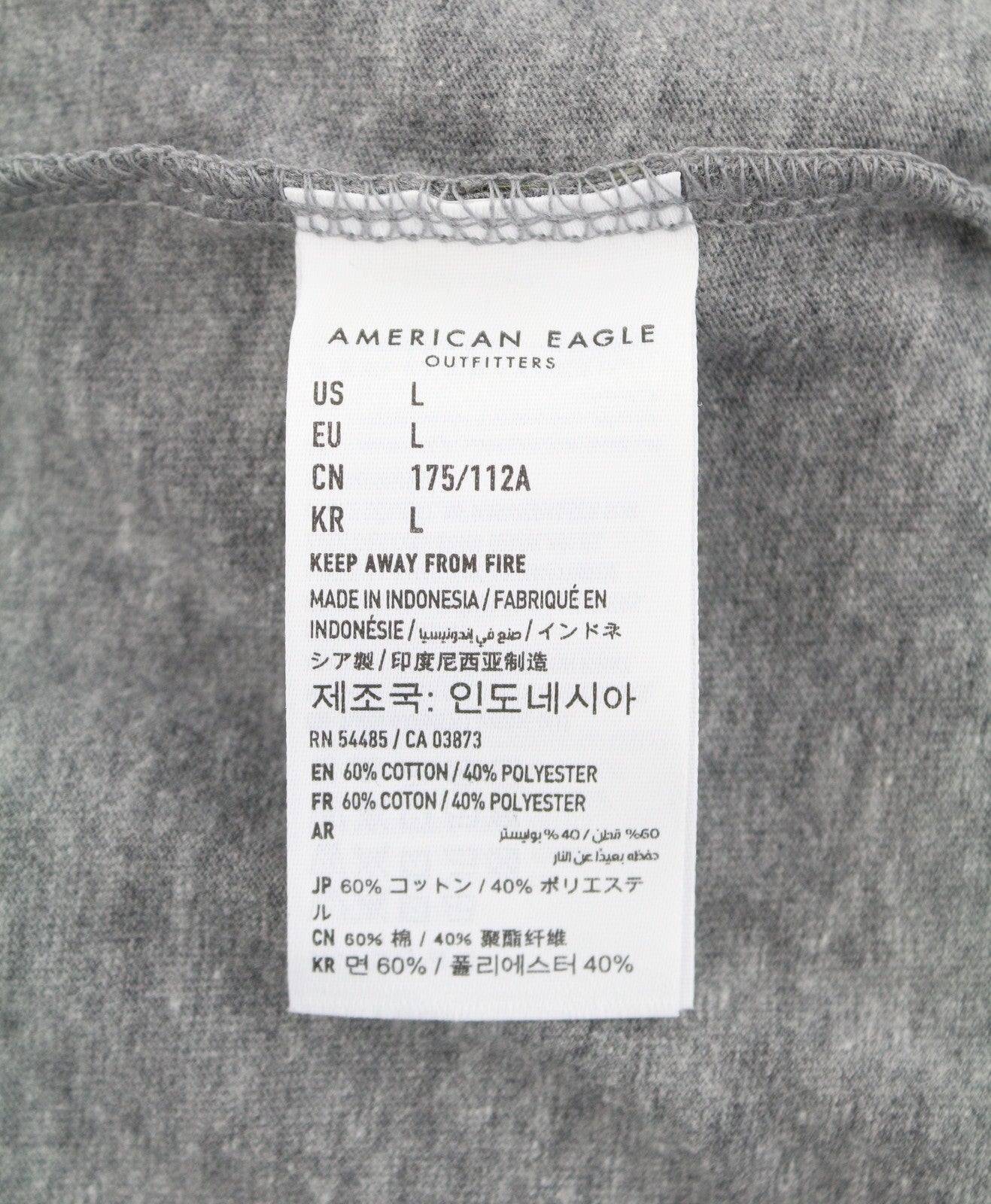 AMERICAN EAGLE OUTFITTERS Classic Fit Men T-Shirt L Grey Melange Short Sleeve