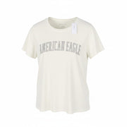 AMERICAN EAGLE OUTFITTERS Women T-Shirt L White Cotton Tricot Short Sleeved