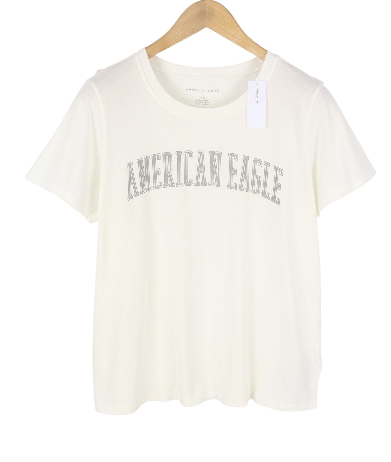 AMERICAN EAGLE OUTFITTERS Women T-Shirt L White Cotton Tricot Short Sleeved