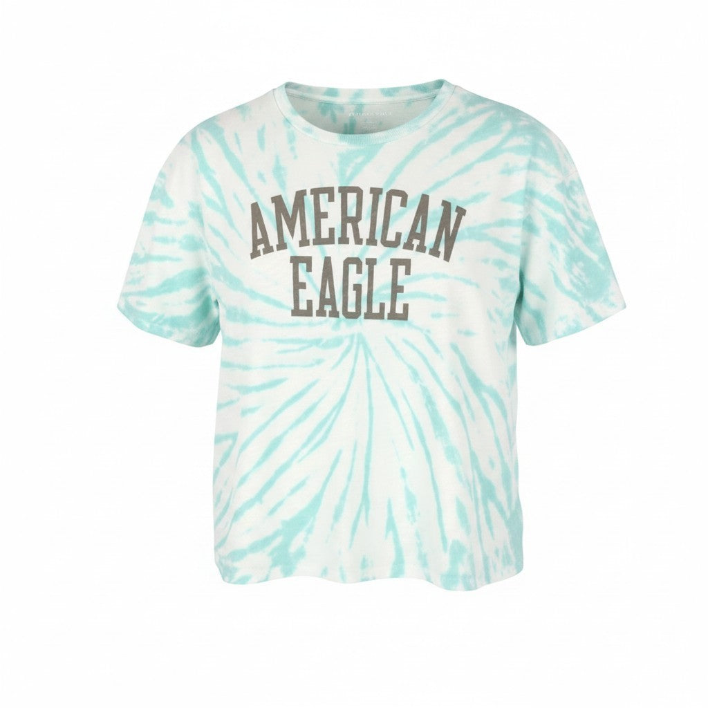 AMERICAN EAGLE OUTFITTERS Women T-Shirt M White Tie-Dye Tricot Short Sleeve