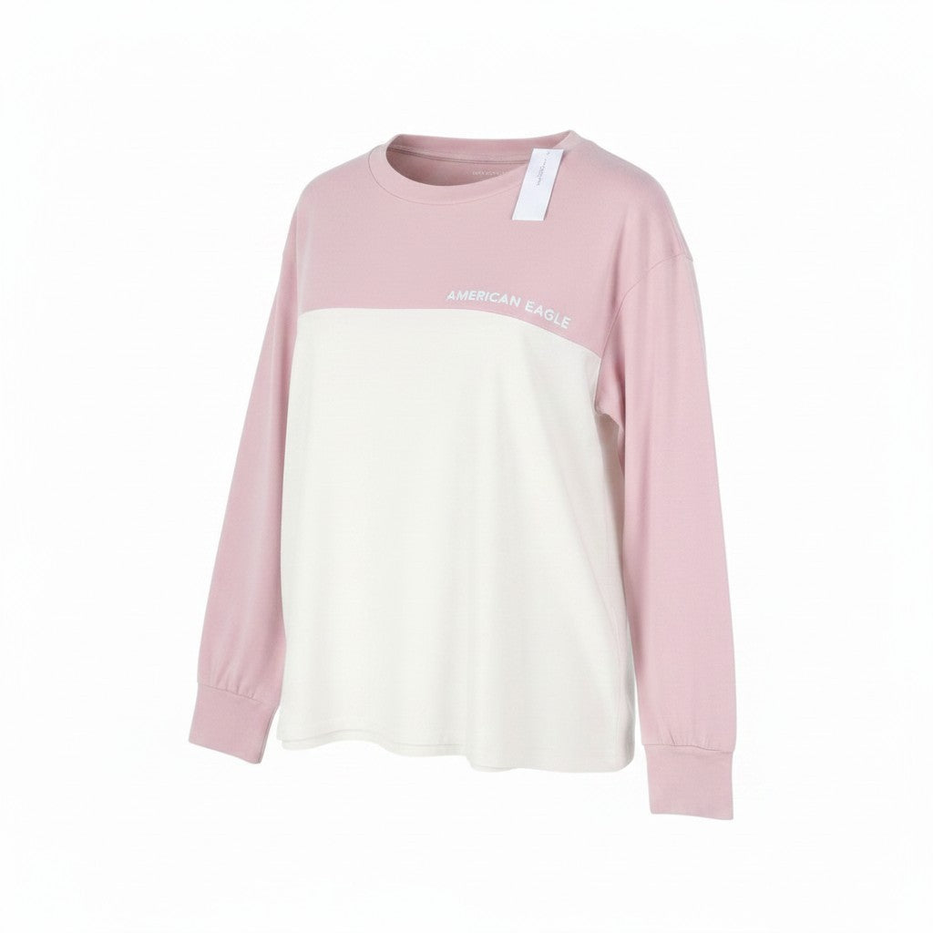 AMERICAN EAGLE OUTFITTERS Women T-Shirt L Cotton Tricot Crew Long Sleeved