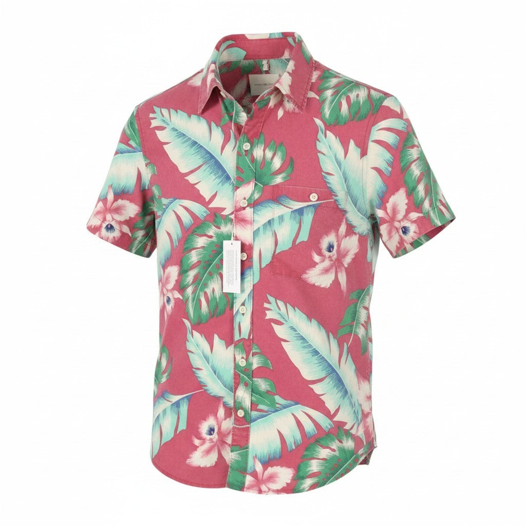AMERICAN EAGLE OUTFITTERS Flex Men Shirt S Multicolour Leaf Print Short Sleeve