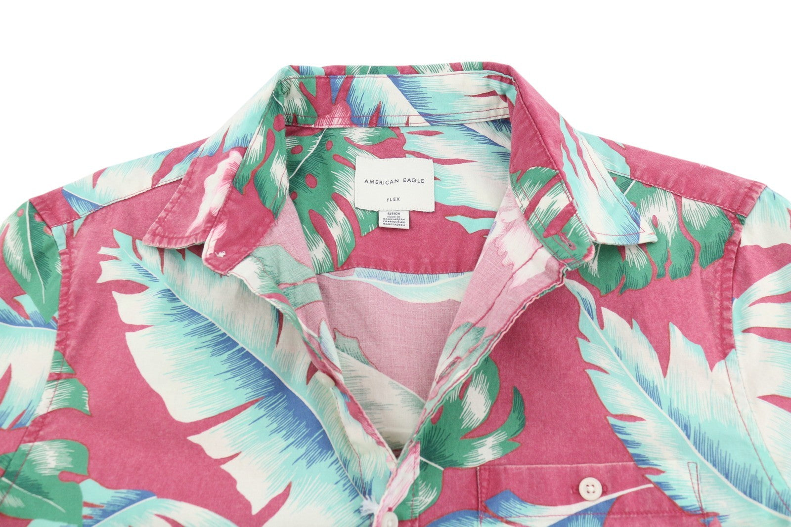 AMERICAN EAGLE OUTFITTERS Flex Men Shirt S Multicolour Leaf Print Short Sleeve