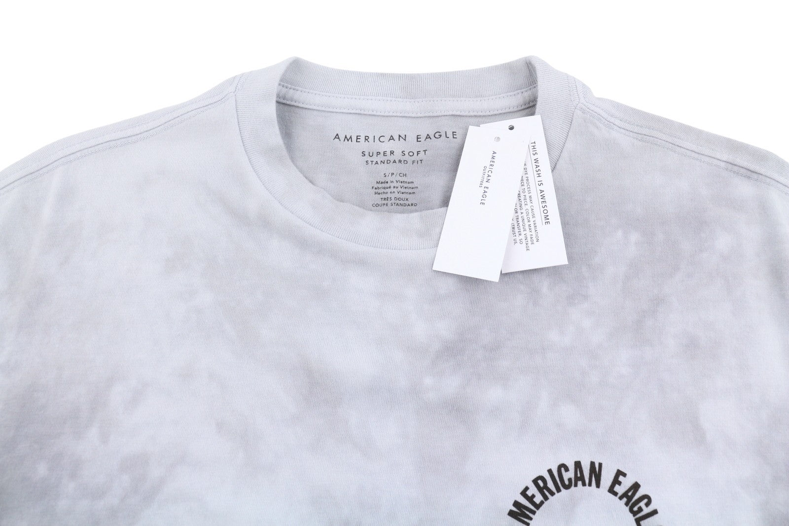 AMERICAN EAGLE OUTFITTERS Super Soft Standard Fit Men T-Shirt S Grey Tie-Dye