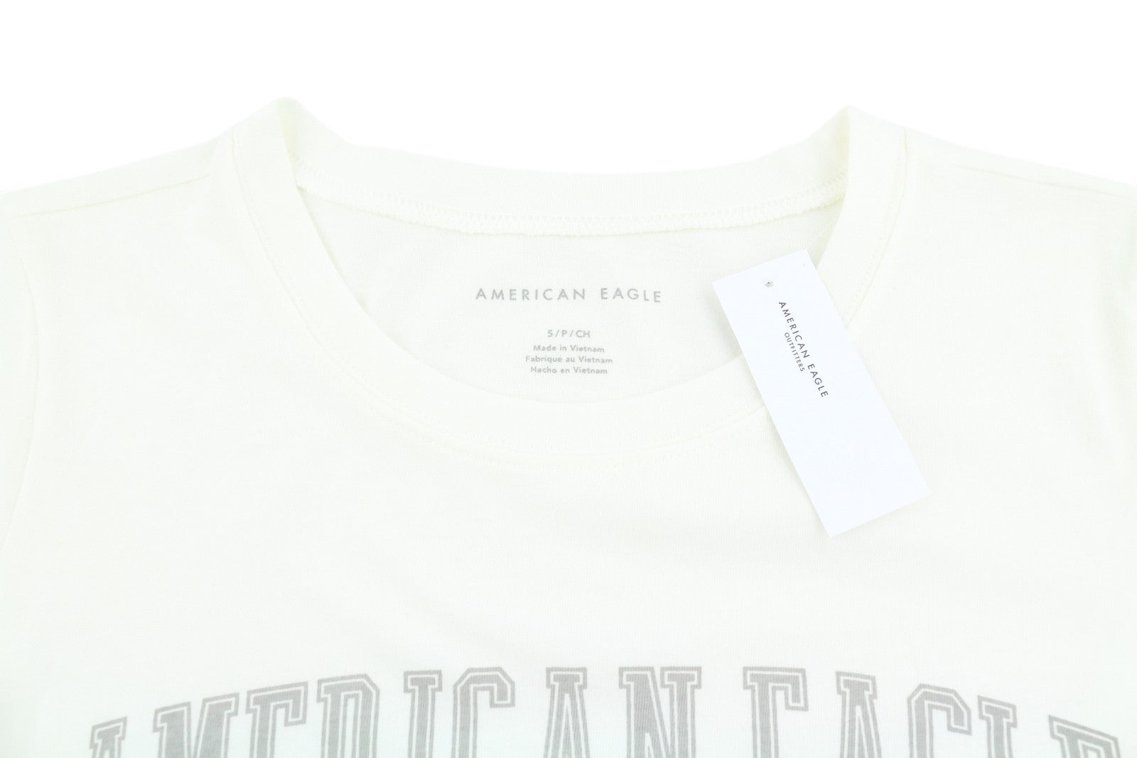 AMERICAN EAGLE OUTFITTERS Women T-Shirt S White Cotton Tricot Short Sleeved