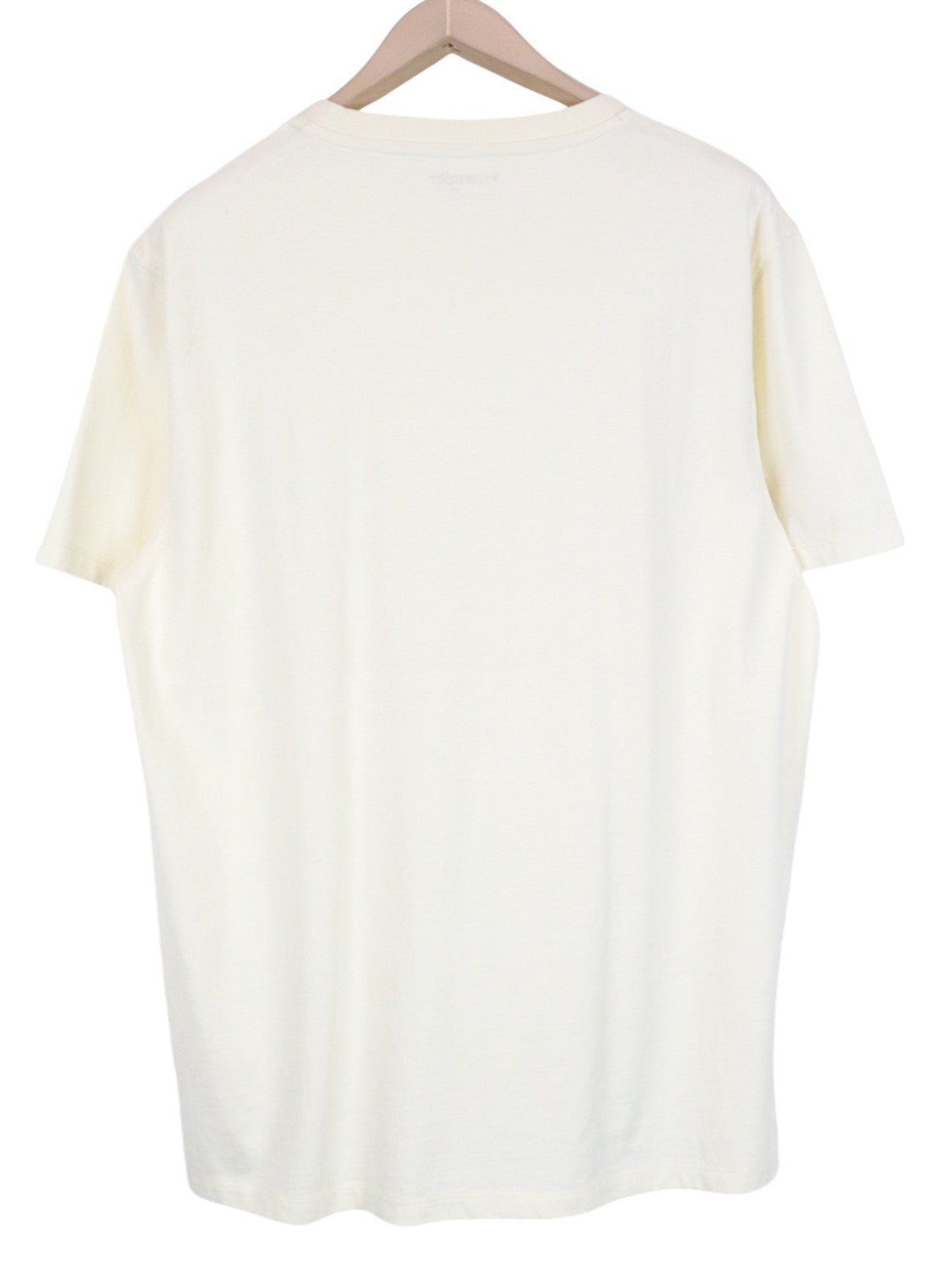 WRANGLER Men T-Shirt M Off-White Pure Cotton Short Sleeved Pull On Logo Print