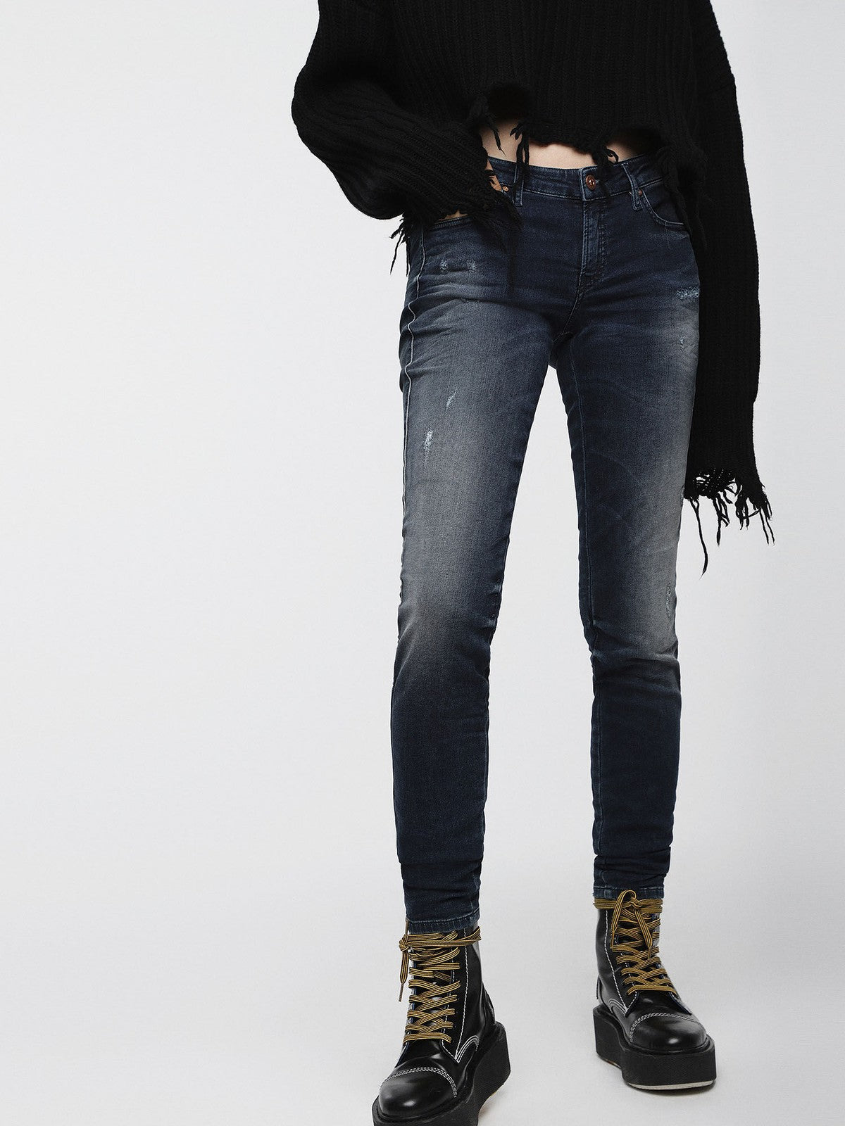 DIESEL Gracey-Ne 0686W Women Jeans W23 Sweat Jogg Slim Cotton Stretch Blue Girls