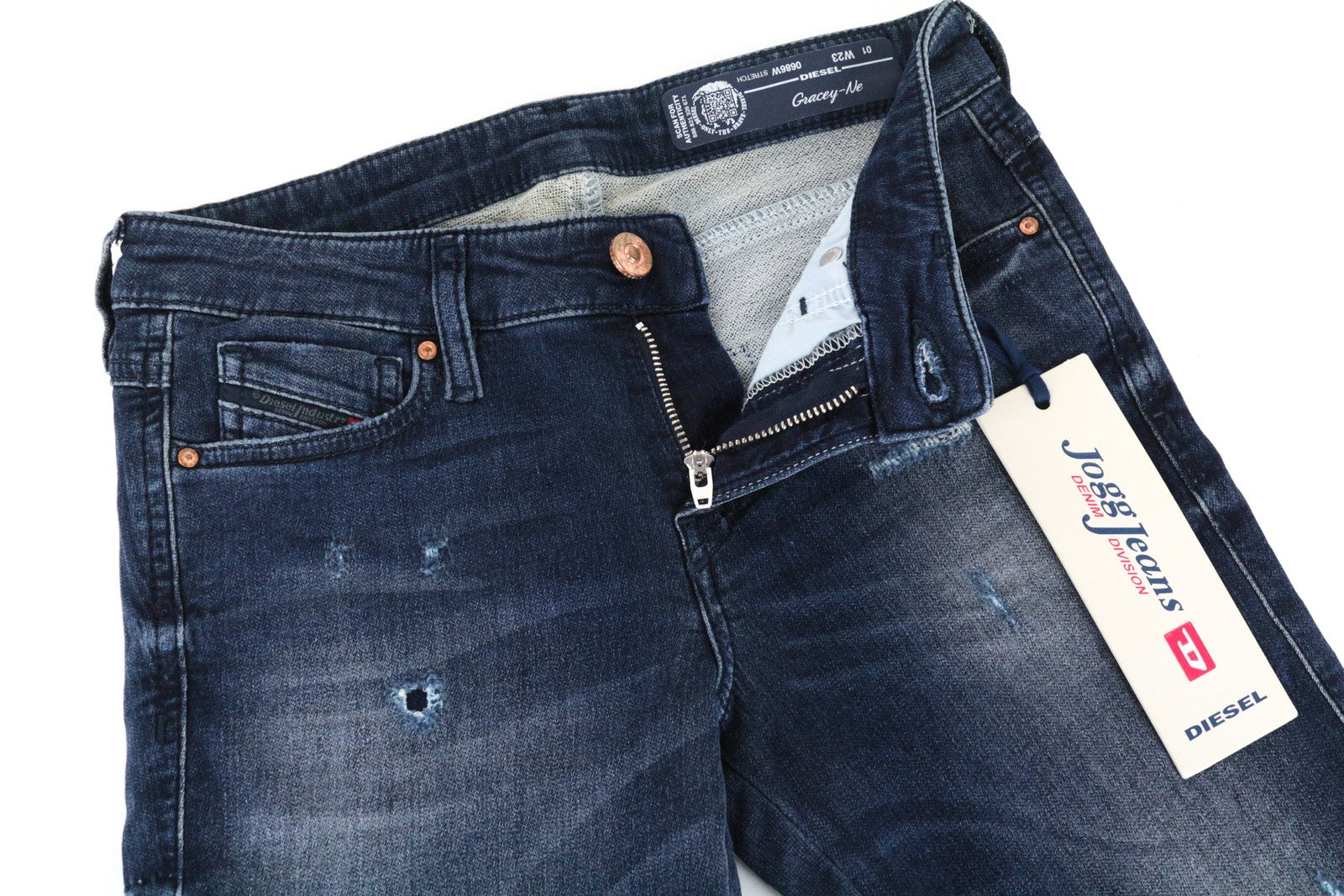 DIESEL Gracey-Ne 0686W Women Jeans W23 Sweat Jogg Slim Blue Cotton Stretch Girls