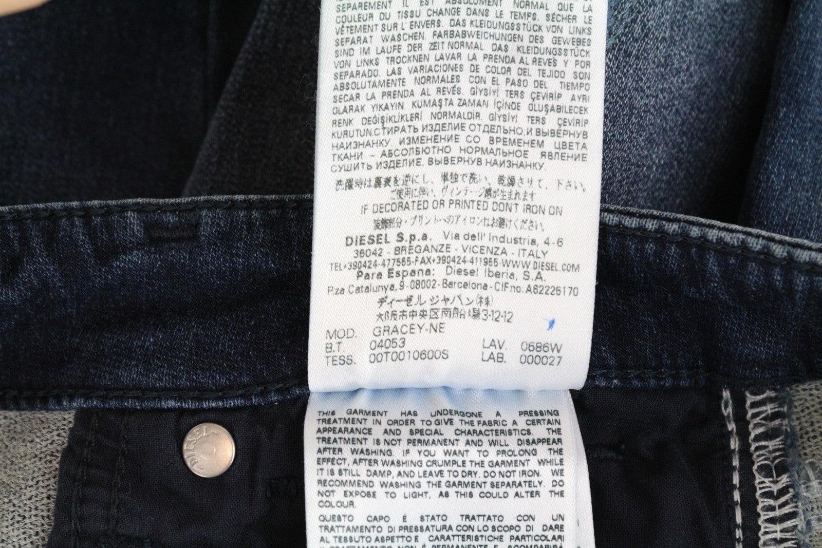 DIESEL Gracey-Ne 0686W Women Jeans W23 Sweat Jogg Slim Blue Cotton Stretch Girls