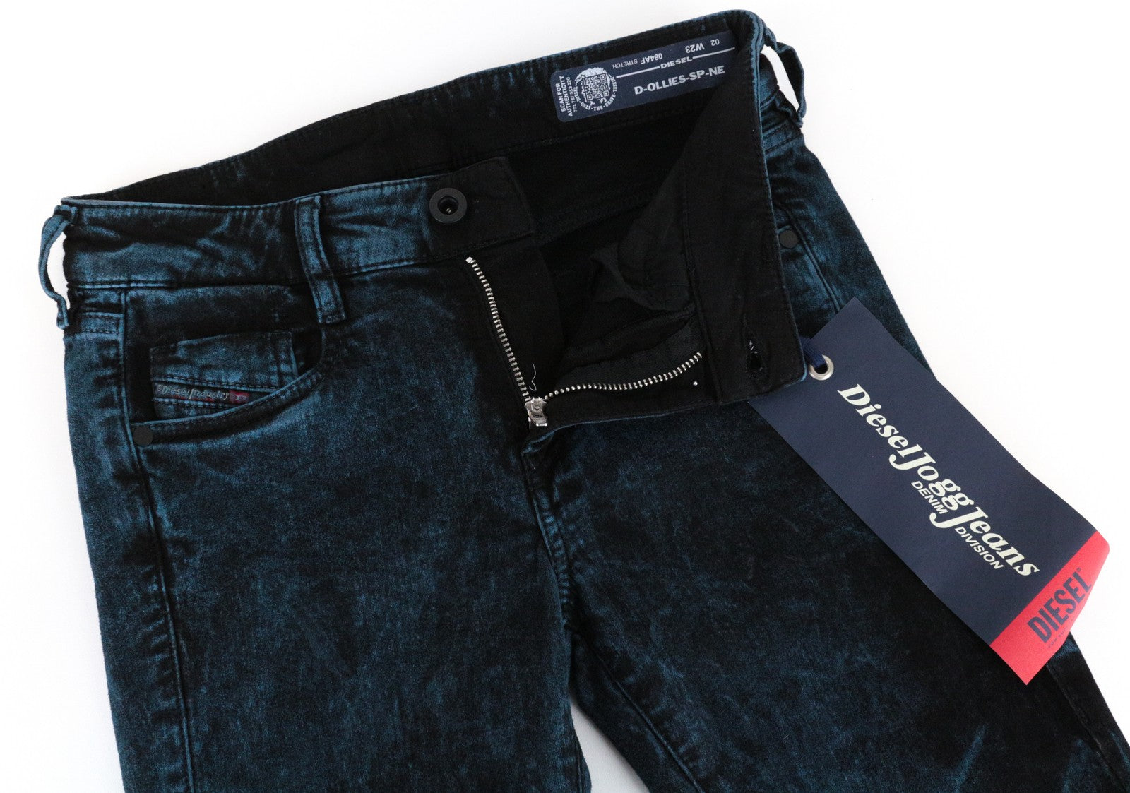 DIESEL D-Ollies-SP-NE 084AF Women Jeans W23 Sweat Jogg Slim Blue Girls Stretch