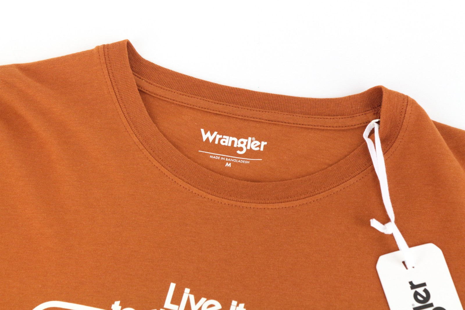 WRANGLER Men T-Shirt M Orange Pure Cotton Short Sleeved Pull On Casual