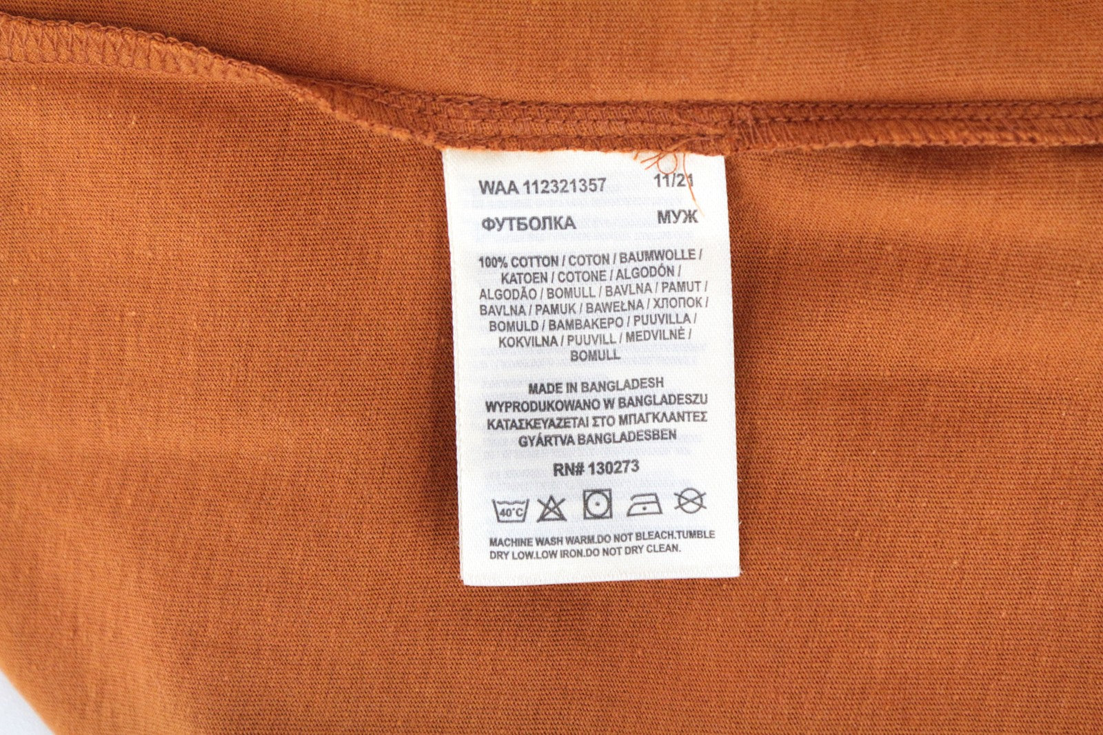WRANGLER Men T-Shirt M Orange Pure Cotton Short Sleeved Pull On Casual
